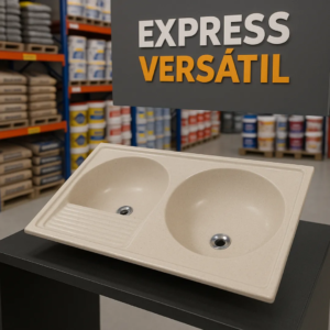 Tanque Duplo 100 x 53 Mármore Sintético - Rorato